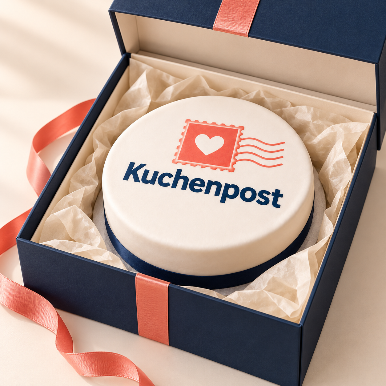 Personalisierte Kuchenpost-Torte in einer edlen Präsentationsbox